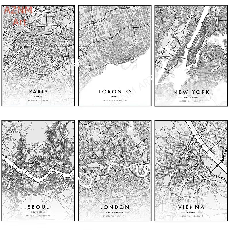Photography New York - City Map Artwork Poster Paris New