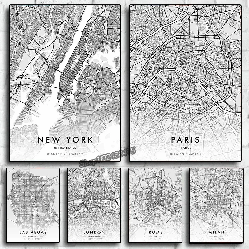 City Map Artwork Paris New Yor - Photography New York 评论和价格