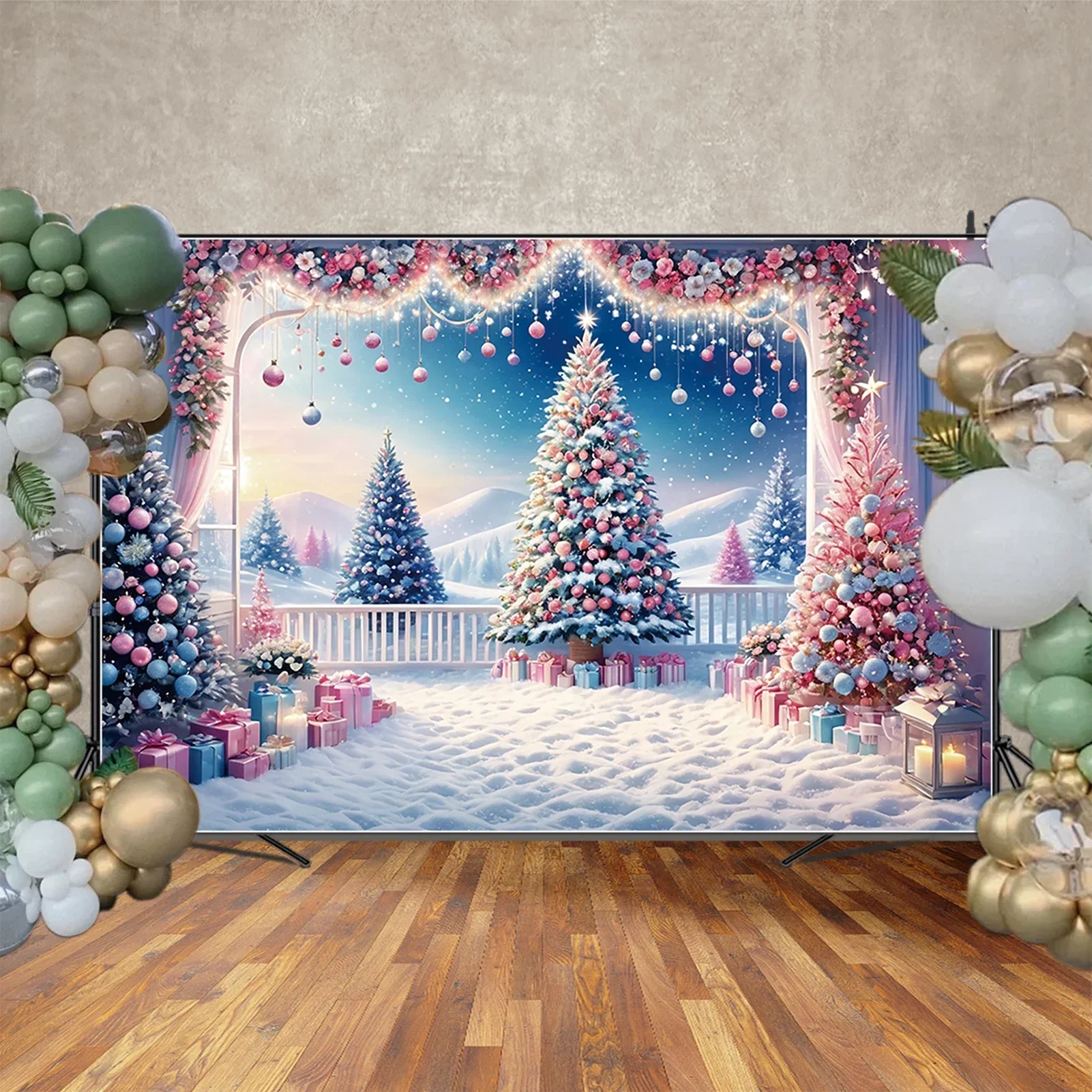 Christmas Tree Background Wint - Photography Backdrop Muslin 评论和价格