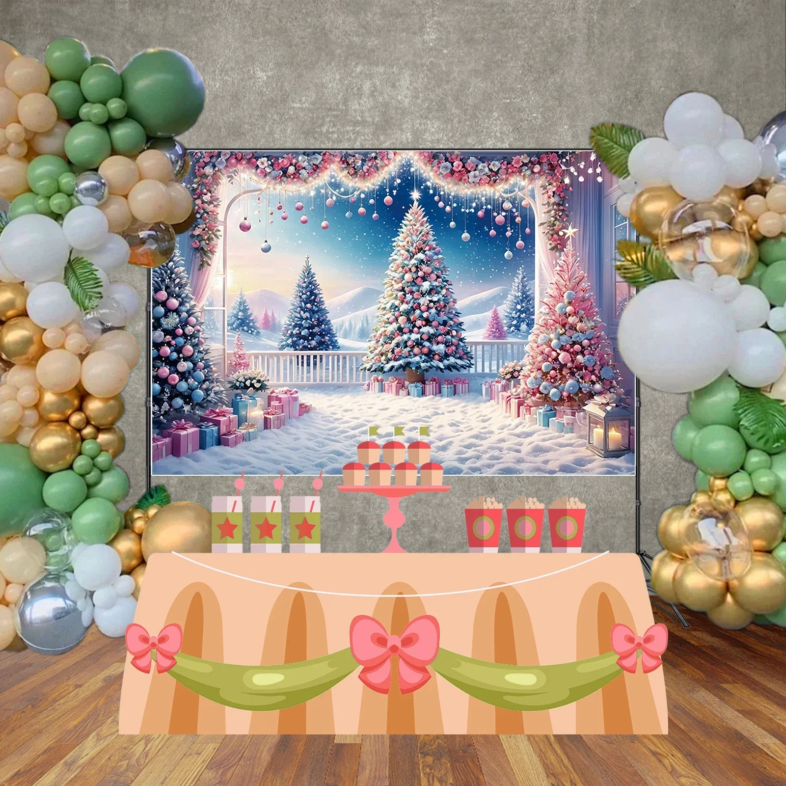 Christmas Tree Background Wint - Photography Backdrop Muslin 评论和价格