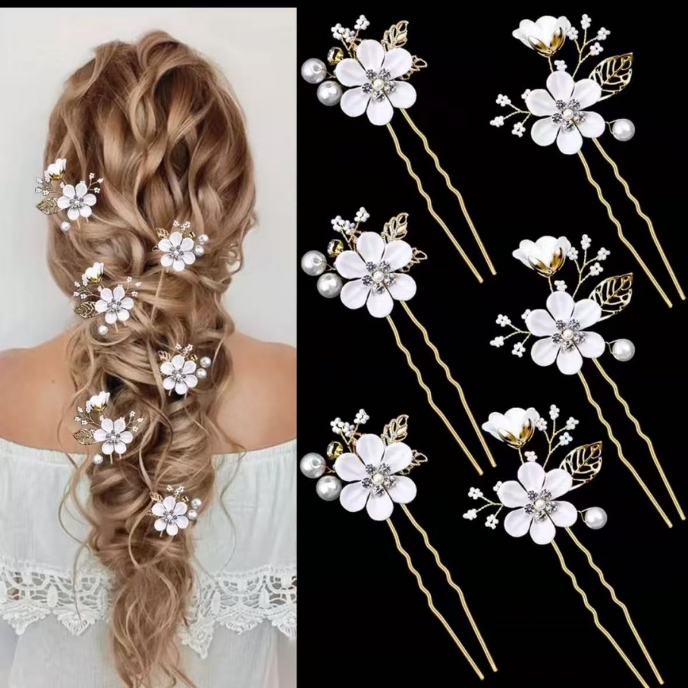 6-Piece Floral Pearl Hairpin S - Photography Date 评论和价格